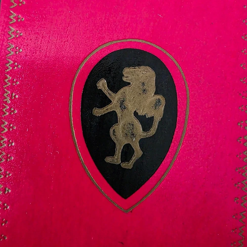 Vintage Address Book Organizer Red Gold Lion Crest Mid Century Japan Unused